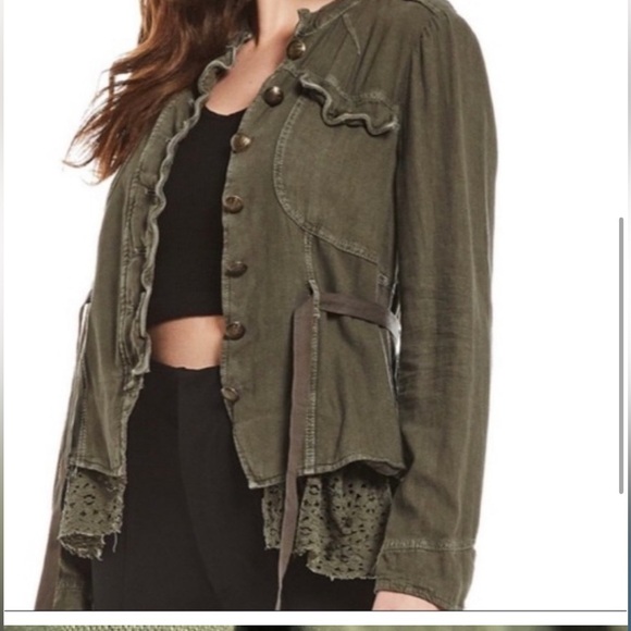Free People Military Style Jacket in Olive - Picture 8 of 12